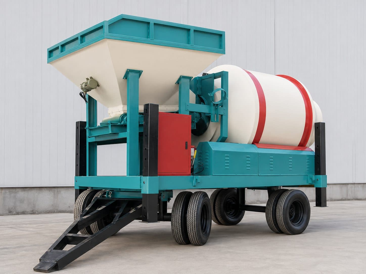 Bunkerli qaytarma baraban beton aralashtirgichlar